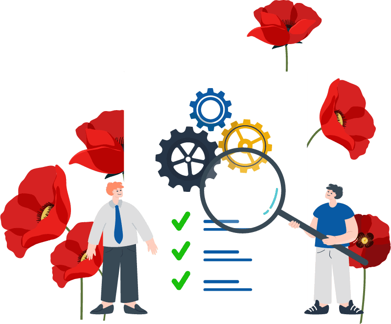 vecteur visuel certificat metrologie instrument de mesure valide printemps de l'étallonage ornée de fleurs coquelicots